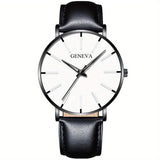 Minimalist Men's Fashion Ultra Thin Watch with Stainless Steel Belt