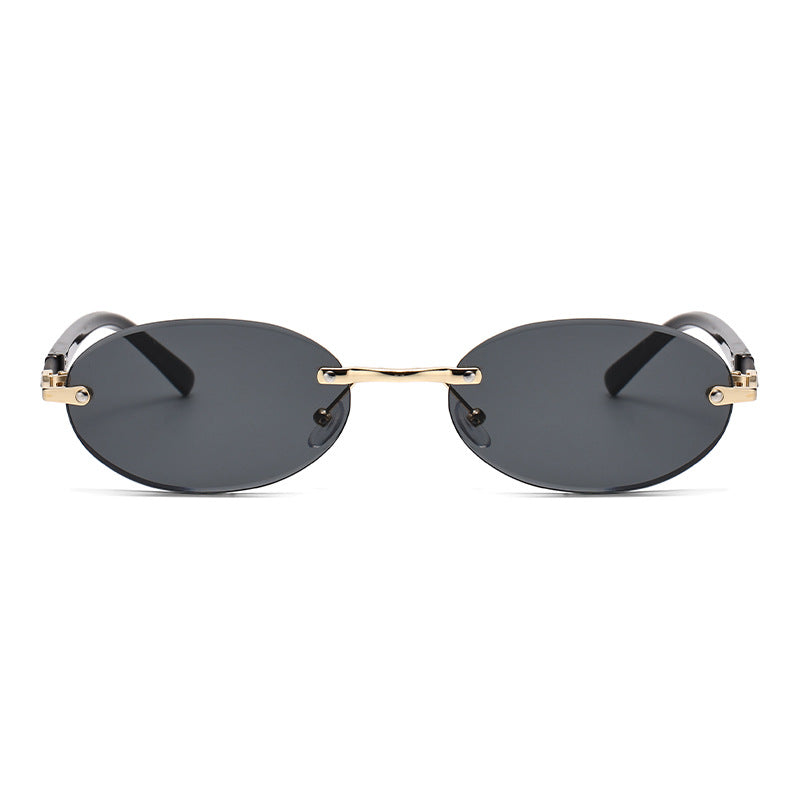 1584 New European and American Trendy Cut Edge Distinctive Oval Frame Sunglasses 2024 New Arrival Frameless Hot Girls Hip Hop Sunglasses