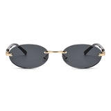 1584 New European and American Trendy Cut Edge Distinctive Oval Frame Sunglasses 2024 New Arrival Frameless Hot Girls Hip Hop Sunglasses