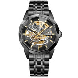 New Forsining European and American Hot-Selling Men's Fashion Rhombus Glass Solid Steel Belt Butterfly Buckle Mechanical Watch