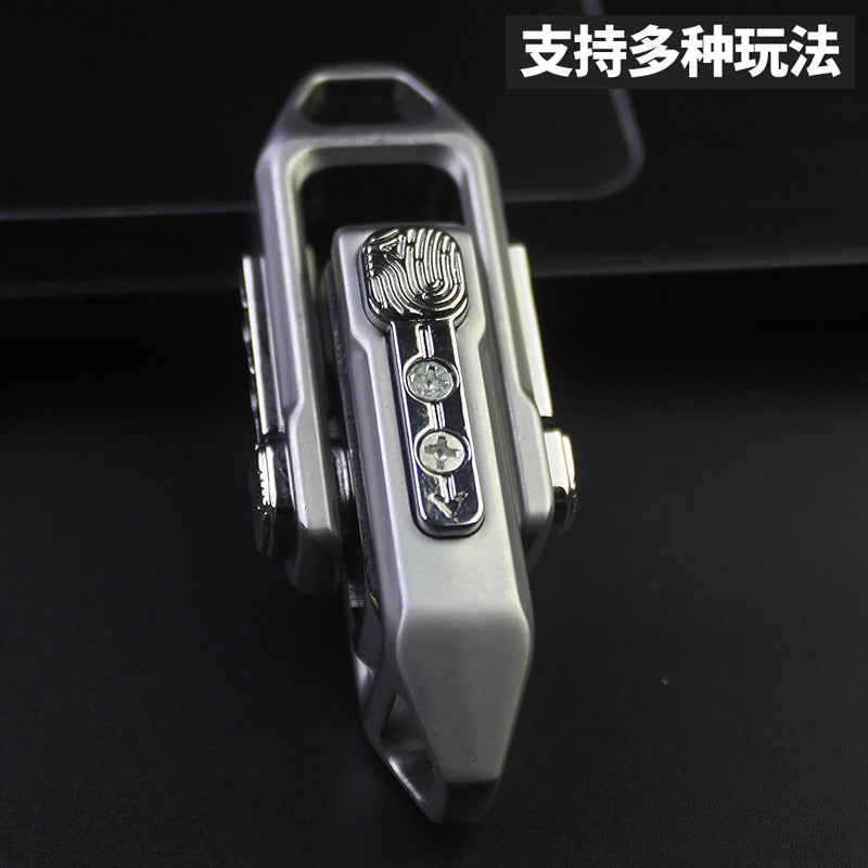 Cross-Border Push Egg Pop Coin Edc Metal Stress Relief Toy Fingertip Spinner Push Card Black Technology Pendant