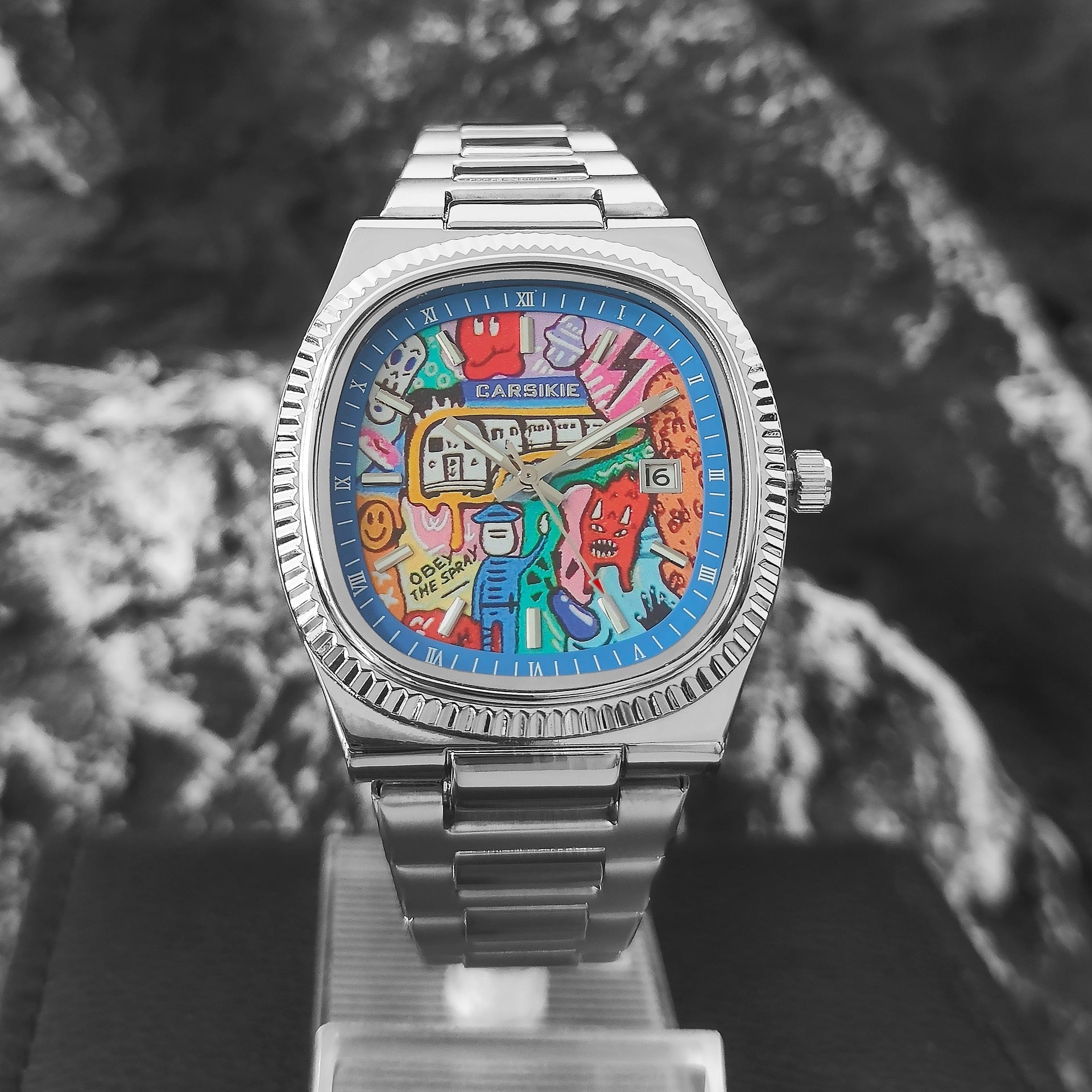 Carsikie Men's Watch New Square Large Dial Cartoon Comic Watch Sports Waterproof Cross-Border Quartz Watch