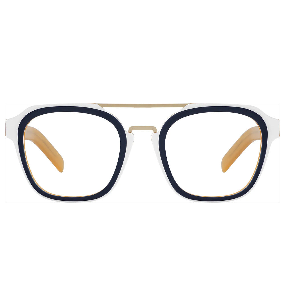 Double-beam acetate square-round frame eyeglass frame, aviator style, suitable for prescription lenses, Amazon European and American style cross-border eyeglass wholesale
