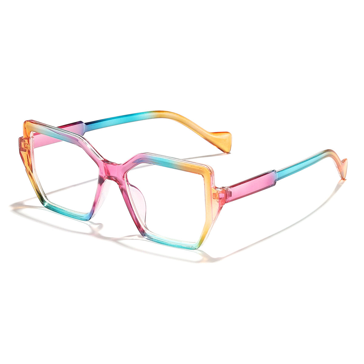 Rain's New Fashionable Gradient Color Anti-Blue Light Glasses, Square Frame, Colorful, Unisex, European and American Style, Prescription Eyeglasses