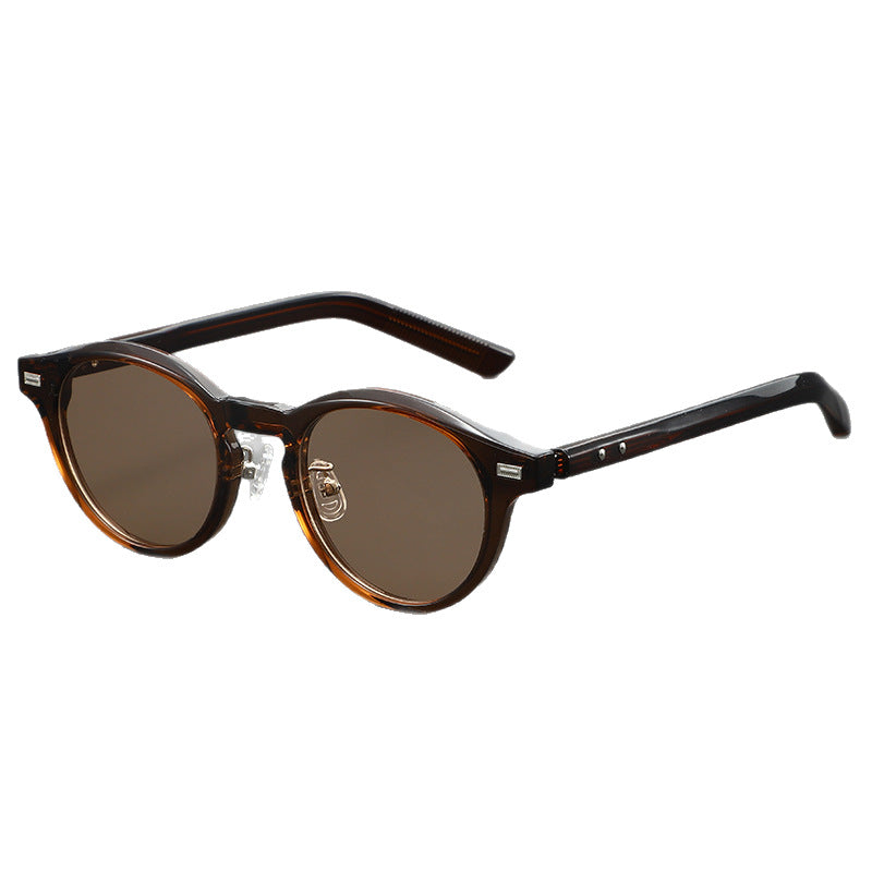 2025 New Light Tea Frame Glasses Men's Trendy Sunglasses Women's Personalized Advanced Sunglasses with Power-adjustable Myopia Glasses
