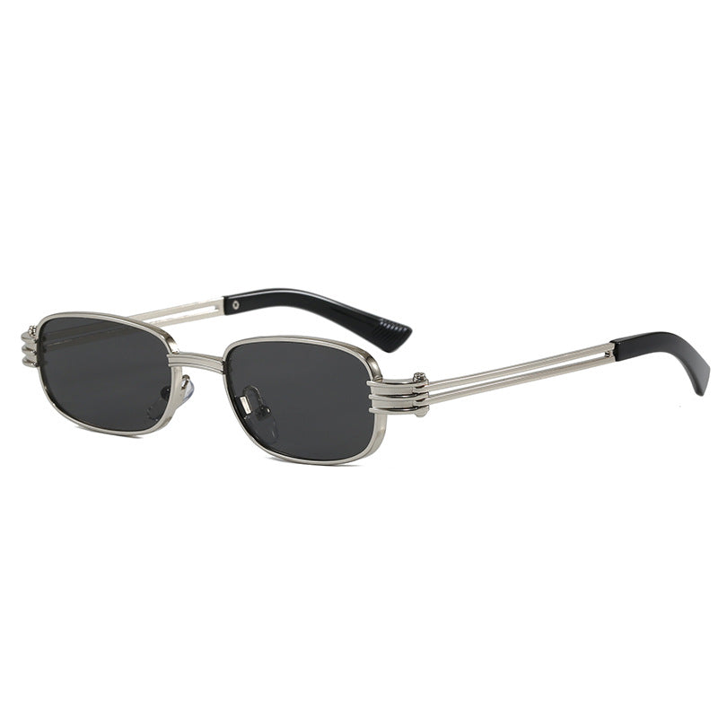 Trendy Old Money Style Square Narrow Frame Sunglasses for Women, High-End Metal Small Frame, Small Face Y2K Sunglasses, Uv Protection