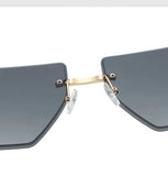 Trendy Frameless Sunglasses for Women – Stylish Geometric Temples & UV Protection