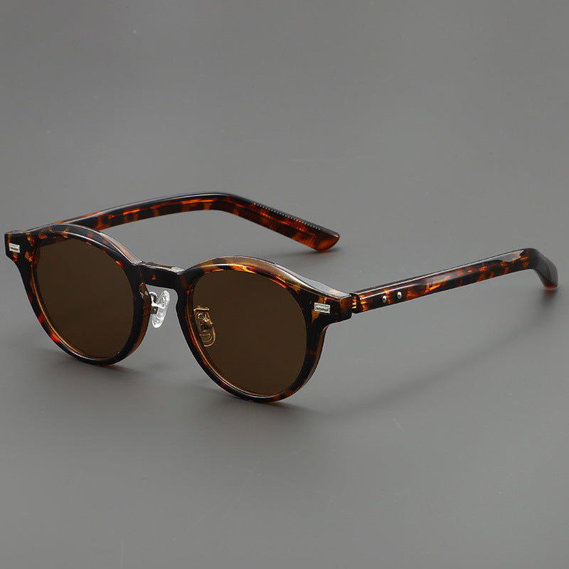 2025 New Light Tea Frame Glasses Men's Trendy Sunglasses Women's Personalized Advanced Sunglasses with Power-adjustable Myopia Glasses