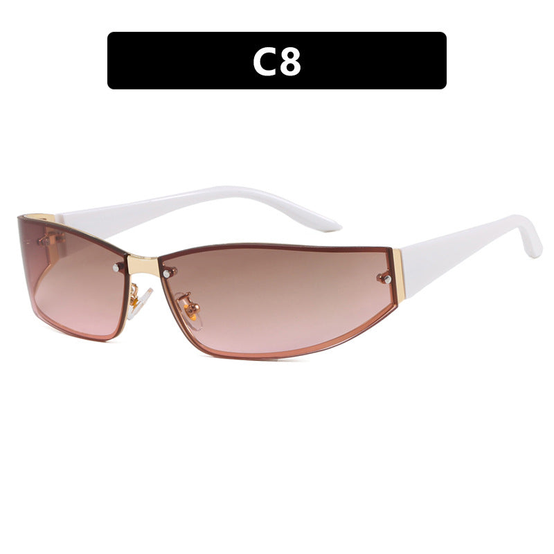 Y2K Frameless Rivet Sunglasses 2026 New Tech-Inspired Street Style Runway Sunglasses Fashionable European and American Shades