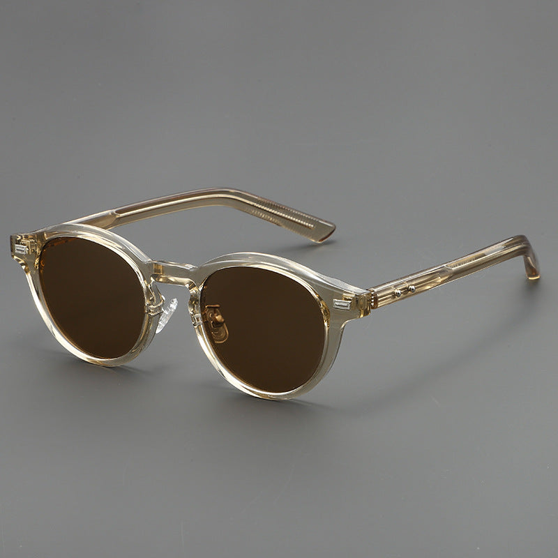 2025 New Light Tea Frame Glasses Men's Trendy Sunglasses Women's Personalized Advanced Sunglasses with Power-adjustable Myopia Glasses