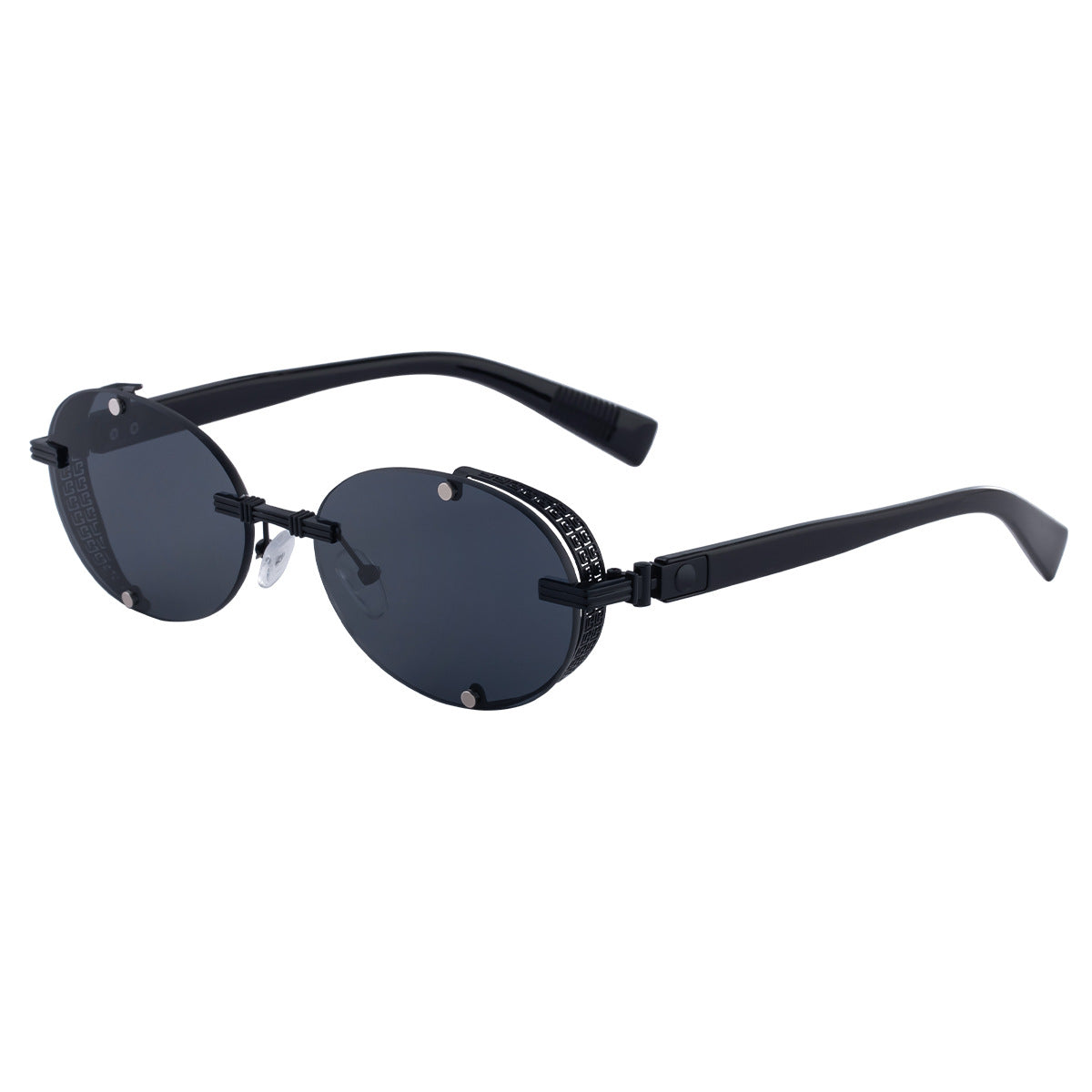 2025 New Oval Frameless Sunglasses European and American Retro Punk Sunglasses Stage Performance Fashion Street Beat Glasses