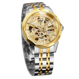 New Forsining European and American Hot-Selling Men's Fashion Rhombus Glass Solid Steel Belt Butterfly Buckle Mechanical Watch