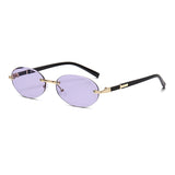 1584 New European and American Trendy Cut Edge Distinctive Oval Frame Sunglasses 2024 New Arrival Frameless Hot Girls Hip Hop Sunglasses