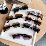 Daparo Cross-Border Style Metal Double-Bridge Sunglasses with European and American Trendy Head-Shaped Decorative Temple Pieces, Small Square Frame Men's Sunglasses