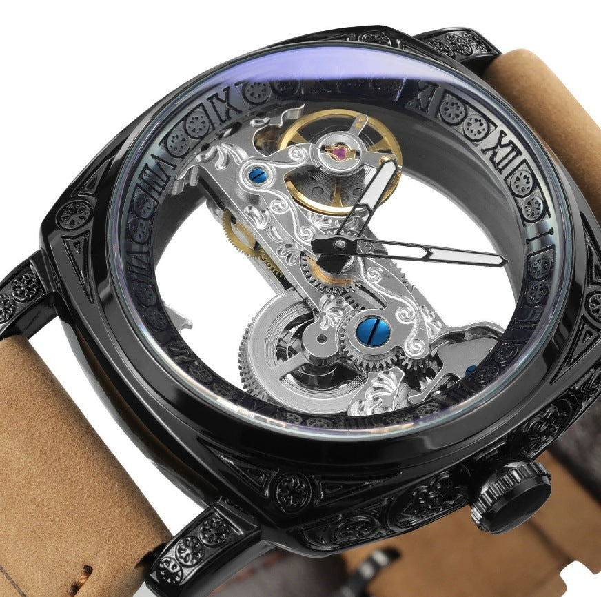 New Forsining European and American Style Men's Fashion Retro Carved Hollow Automatic Mechanical Watch