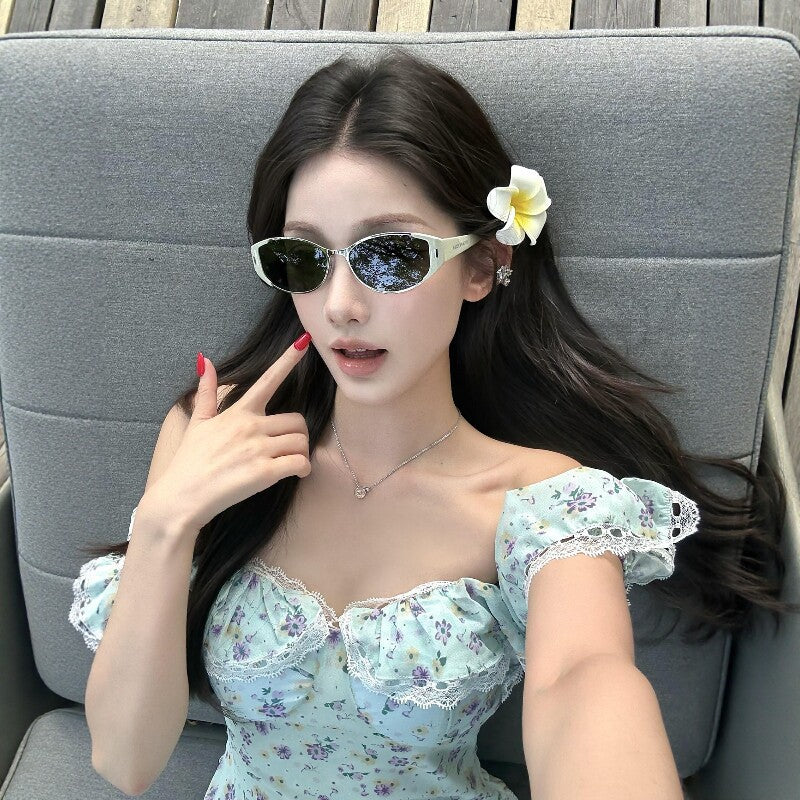 2026 New Style Cat-Eye Sunglasses for Women, Green Small Frame, Round Face Slimming, Sun Protection, Uv Protection, Trendy Sunglasses