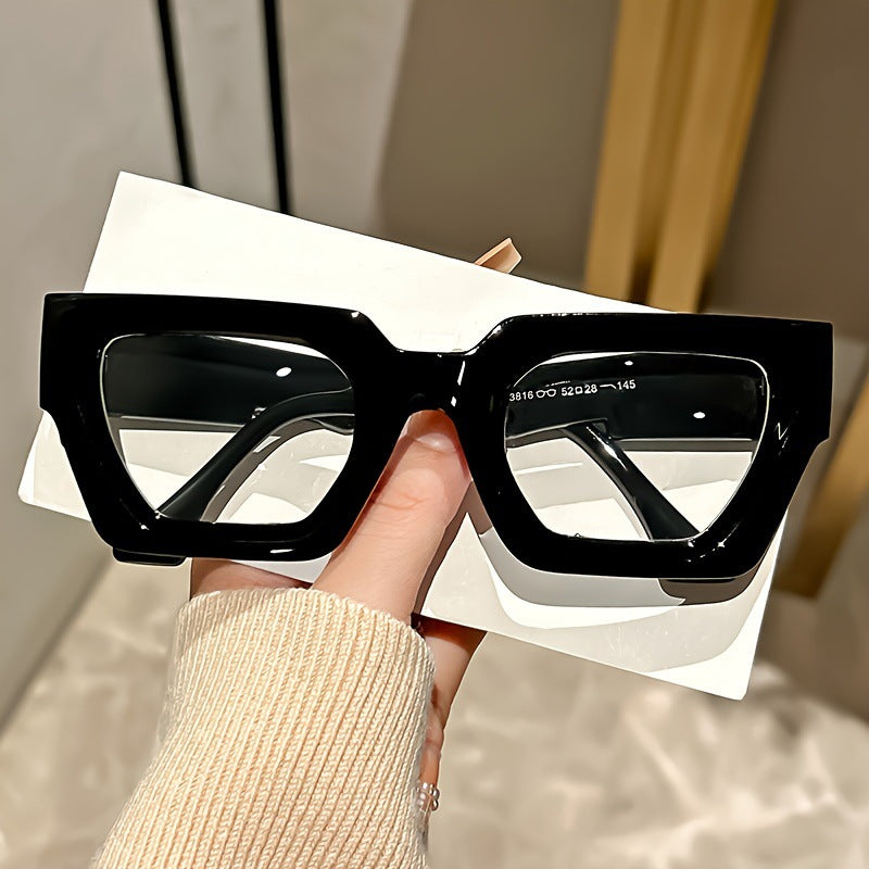 New Cross-Border Y2K Millennium Fashion Thick Square Frame Glasses for Men, European and American Ins Trend, Daily Anti-Blue Light Non-Prescription Glasses for Women