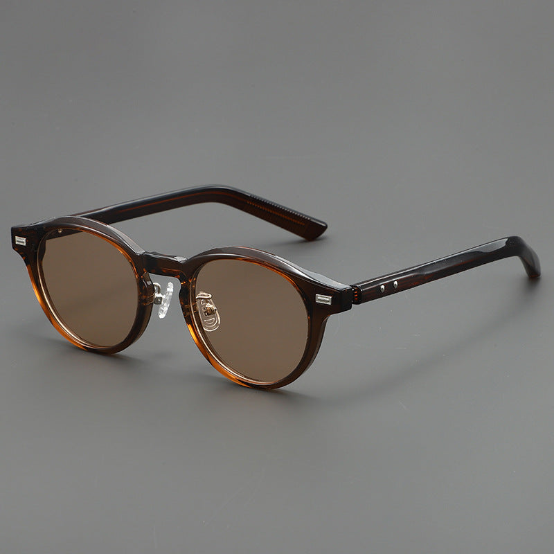 2025 New Light Tea Frame Glasses Men's Trendy Sunglasses Women's Personalized Advanced Sunglasses with Power-adjustable Myopia Glasses