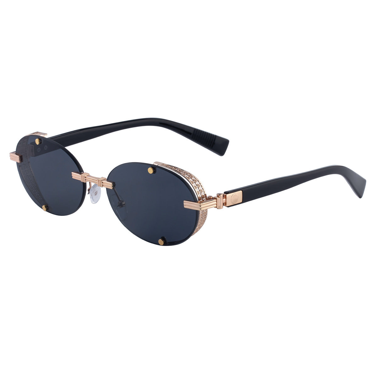 2025 New Oval Frameless Sunglasses European and American Retro Punk Sunglasses Stage Performance Fashion Street Beat Glasses