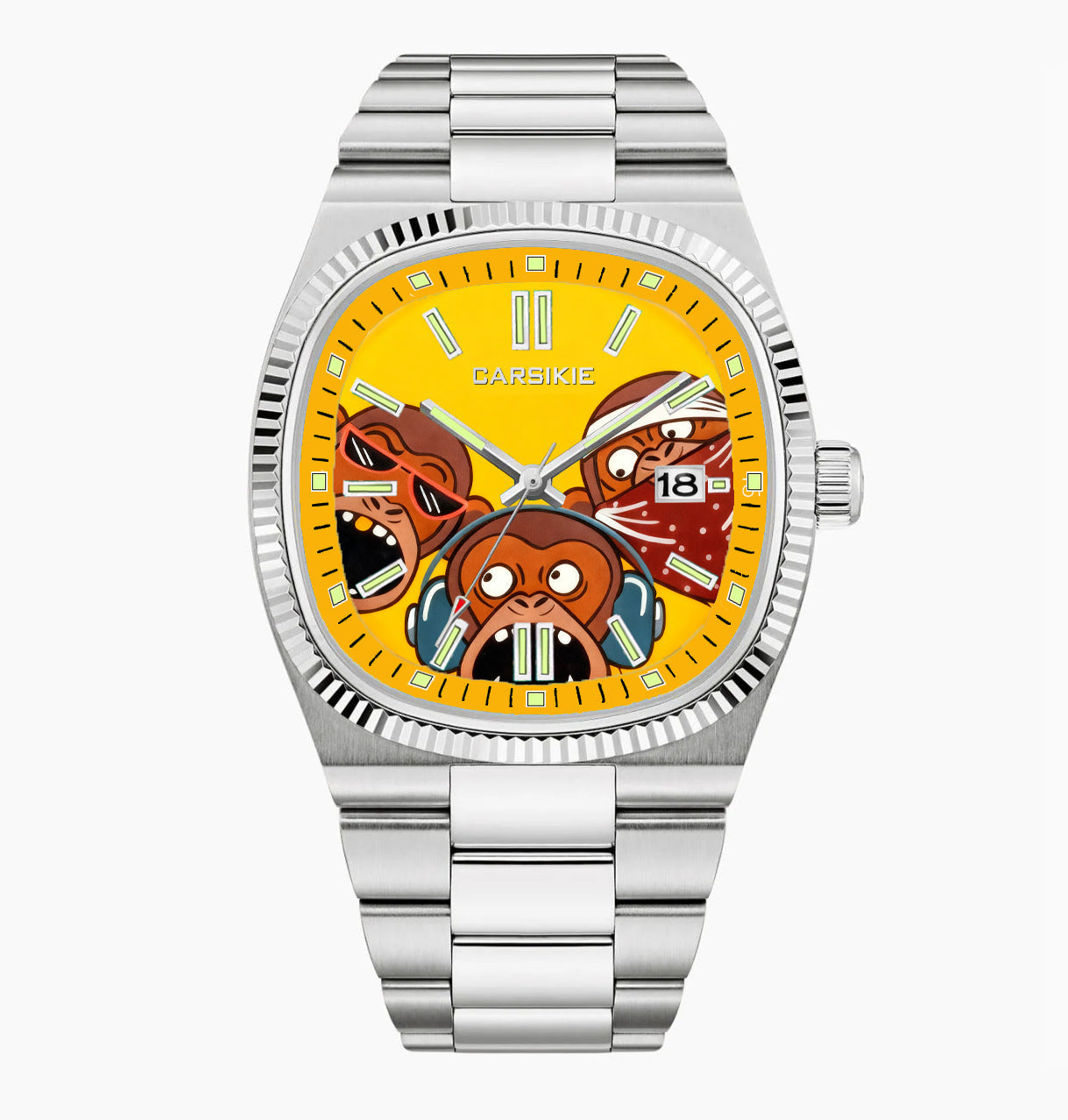Carsikie Men's Watch New Square Large Dial Cartoon Comic Watch Sports Waterproof Cross-Border Quartz Watch
