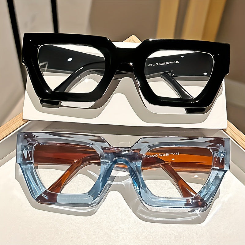 New Cross-Border Y2K Millennium Fashion Thick Square Frame Glasses for Men, European and American Ins Trend, Daily Anti-Blue Light Non-Prescription Glasses for Women