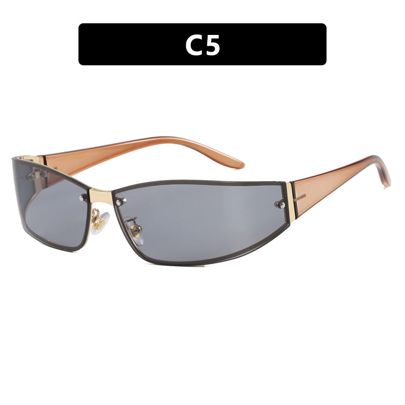 Y2K Frameless Rivet Sunglasses 2026 New Tech-Inspired Street Style Runway Sunglasses Fashionable European and American Shades