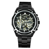 Forsining automatic mechanical watch steel band hollow luminous men's watch fashion mechanical wrist watch wholesale