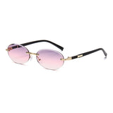 1584 New European and American Trendy Cut Edge Distinctive Oval Frame Sunglasses 2024 New Arrival Frameless Hot Girls Hip Hop Sunglasses