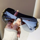 Cross-Border One-Piece Frameless Y2K Sunglasses, Influencer Picks, 2025 New Style, Unique Goggles, Ins Sunglasses