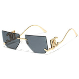 Trendy Frameless Sunglasses for Women – Stylish Geometric Temples & UV Protection