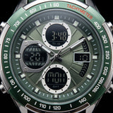 Men's Dual Display Quartz Watch, Waterproof, Leather Band