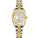 Fashion Couple Steel Band Watch Explosive Waterproof High-end Gold Watch Brand Men's Women's Student Calendar Room Gold Watch