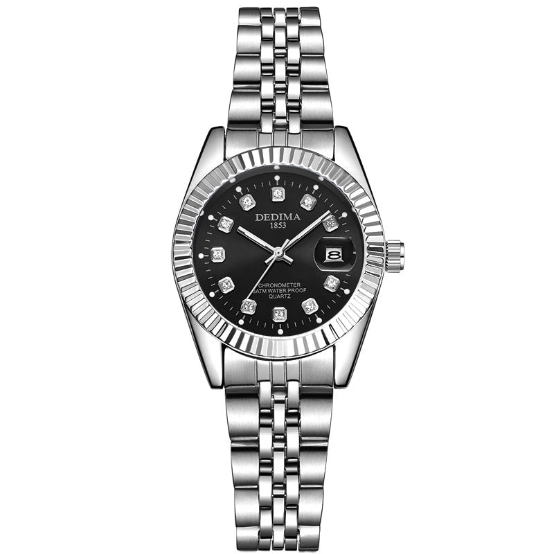 Fashion Couple Steel Band Watch Explosive Waterproof High-end Gold Watch Brand Men's Women's Student Calendar Room Gold Watch