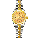 Fashion Couple Steel Band Watch Explosive Waterproof High-end Gold Watch Brand Men's Women's Student Calendar Room Gold Watch