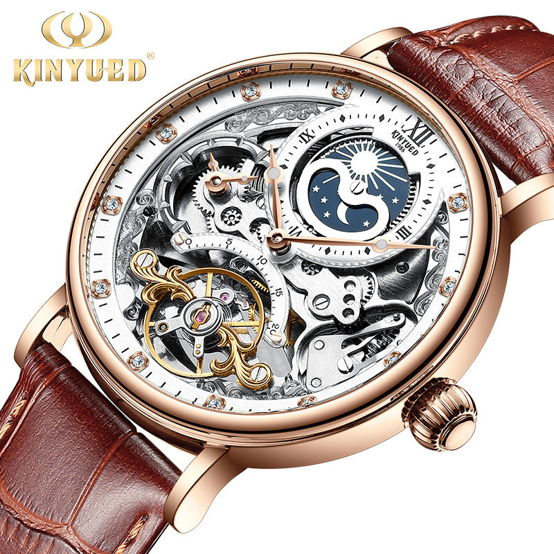 Kinyued Fully Automatic Mechanical Watch Business Men's Watch Tourbillon Mechanical Watch Men's Multi-Functional Men's Watch