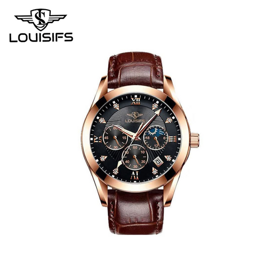 LOUISIFS Men’s Quartz Watch – Luminous Dial, Korean Style