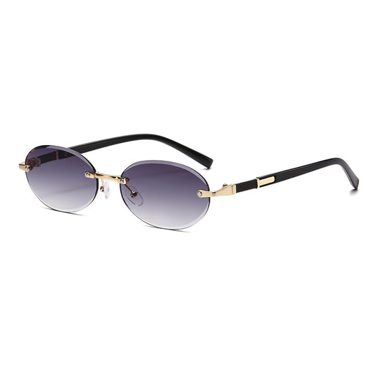 1584 New European and American Trendy Cut Edge Distinctive Oval Frame Sunglasses 2024 New Arrival Frameless Hot Girls Hip Hop Sunglasses