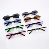 1584 New European and American Trendy Cut Edge Distinctive Oval Frame Sunglasses 2024 New Arrival Frameless Hot Girls Hip Hop Sunglasses