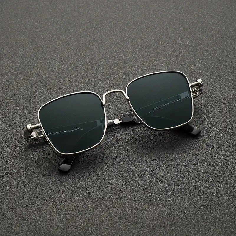 2026 Manufacturer's New European and American Fashion Square Frame Retro Steampunk Metal Sunglasses Anti-Uv Men's Sunglasses