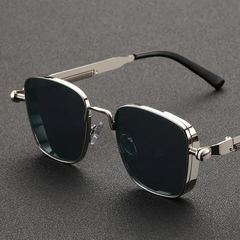 2026 Manufacturer's New European and American Fashion Square Frame Retro Steampunk Metal Sunglasses Anti-Uv Men's Sunglasses
