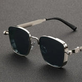2026 Manufacturer's New European and American Fashion Square Frame Retro Steampunk Metal Sunglasses Anti-Uv Men's Sunglasses