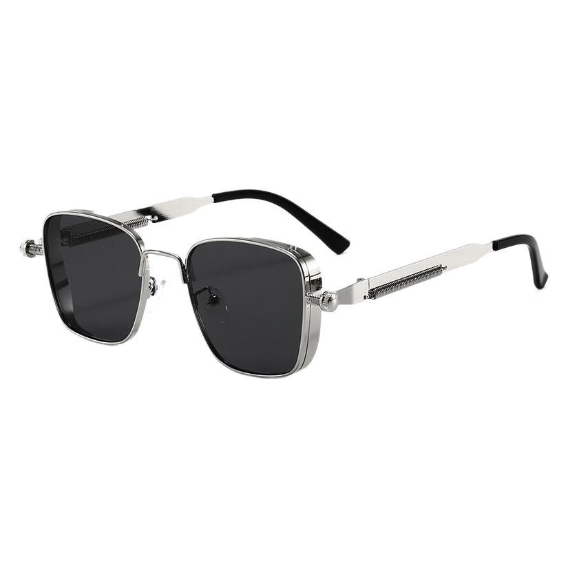 2026 Manufacturer's New European and American Fashion Square Frame Retro Steampunk Metal Sunglasses Anti-Uv Men's Sunglasses