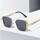 2026 Manufacturer's New European and American Fashion Square Frame Retro Steampunk Metal Sunglasses Anti-Uv Men's Sunglasses