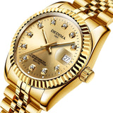 Fashion Couple Steel Band Watch Explosive Waterproof High-end Gold Watch Brand Men's Women's Student Calendar Room Gold Watch