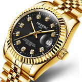 Fashion Couple Steel Band Watch Explosive Waterproof High-end Gold Watch Brand Men's Women's Student Calendar Room Gold Watch
