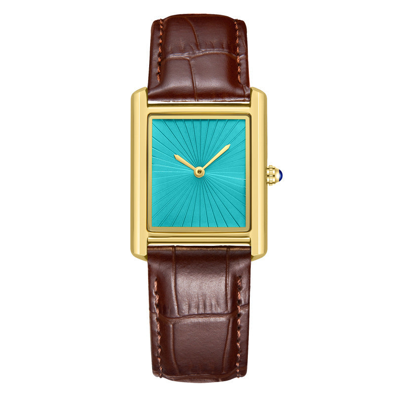 Foreign Trade New Product Men's Casual Watch Classic Simple Square Two-Pin Quartz Watch Belt Waterproof Men's Watch Wholesale