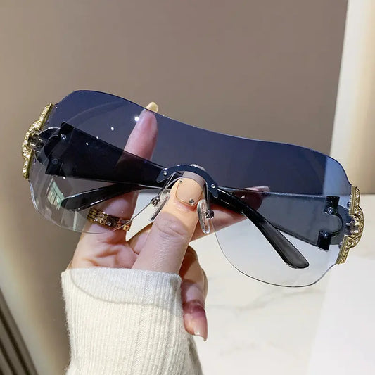Cross-Border One-Piece Frameless Y2K Sunglasses, Influencer Picks, 2025 New Style, Unique Goggles, Ins Sunglasses