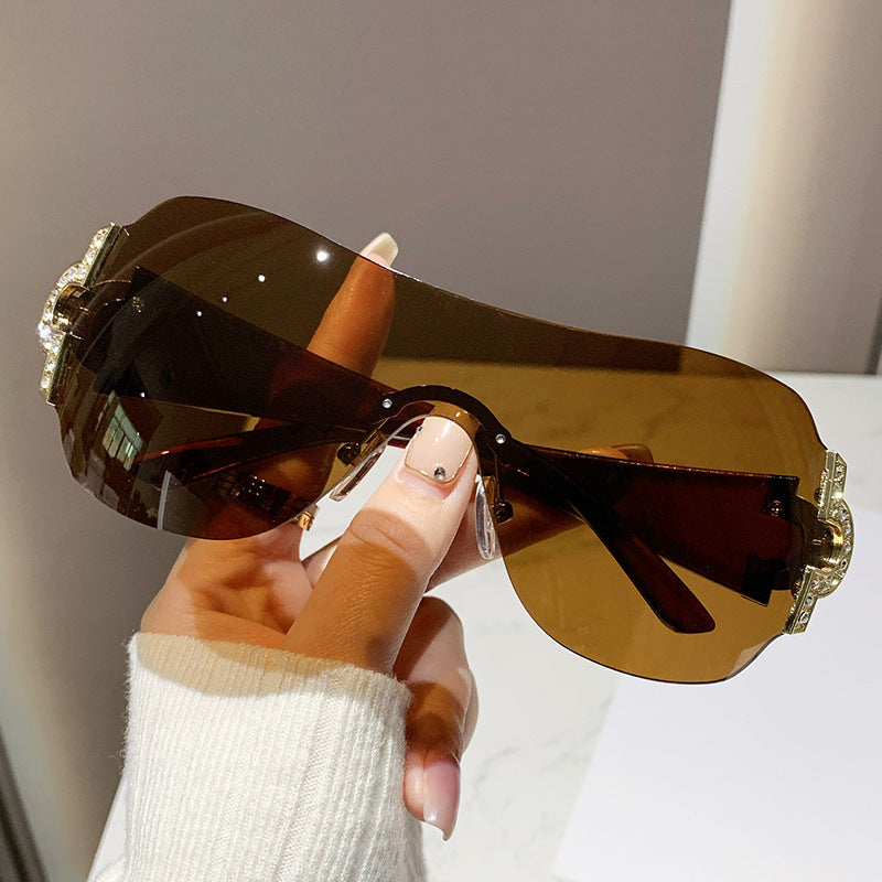 Cross-Border One-Piece Frameless Y2K Sunglasses, Influencer Picks, 2025 New Style, Unique Goggles, Ins Sunglasses