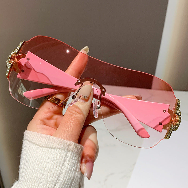 Cross-Border One-Piece Frameless Y2K Sunglasses, Influencer Picks, 2025 New Style, Unique Goggles, Ins Sunglasses