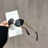 2026 New Model Qianjin Mirror Sunglasses with the Same Metal Oval Frame as Zhou Ye, Vintage Style Sunglasses for Women, Old Money Style Sunglasses